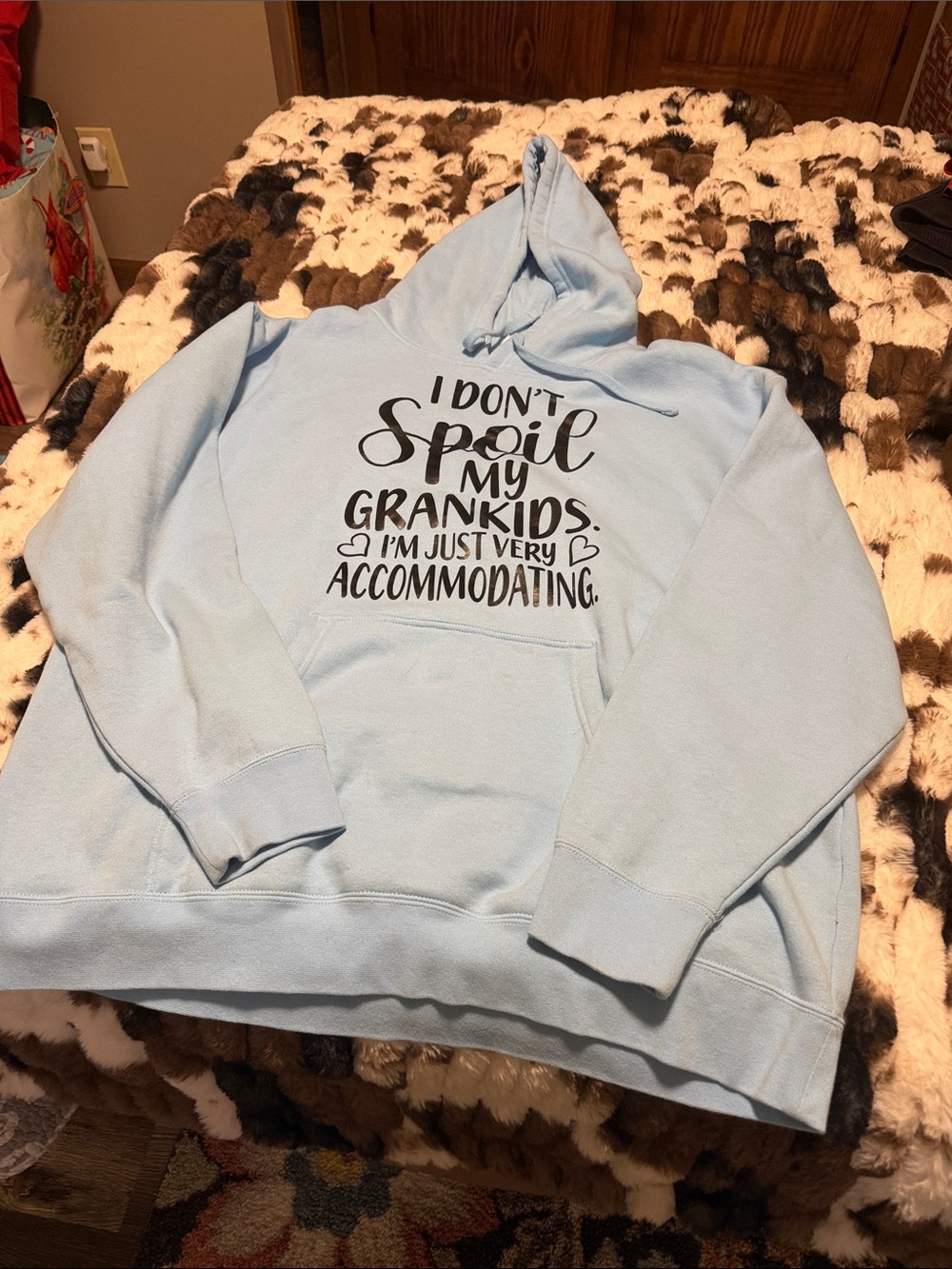 Light Blue Hooded Sweatshirt with Grandkids Graphic